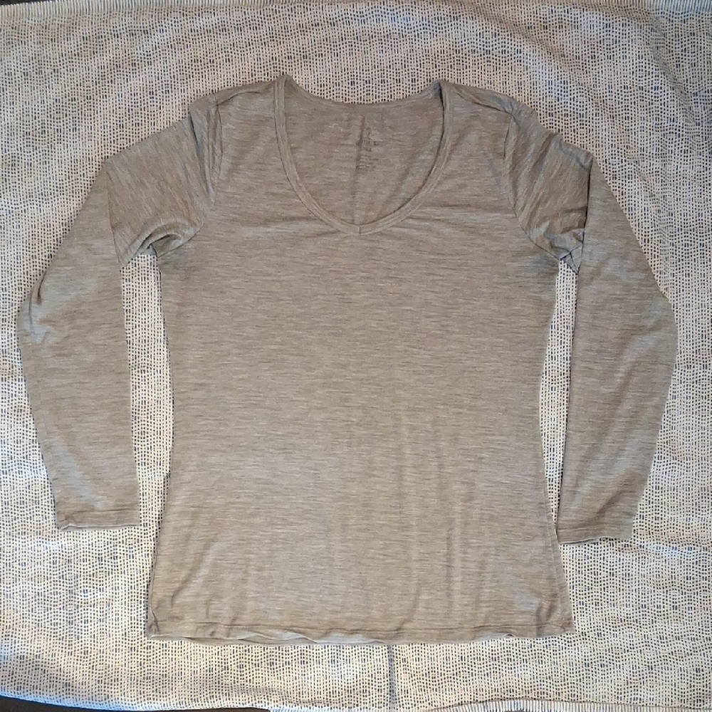 WoolX Layla Women's Long Sleeve Merino Wool Tee Light Gray Size Large